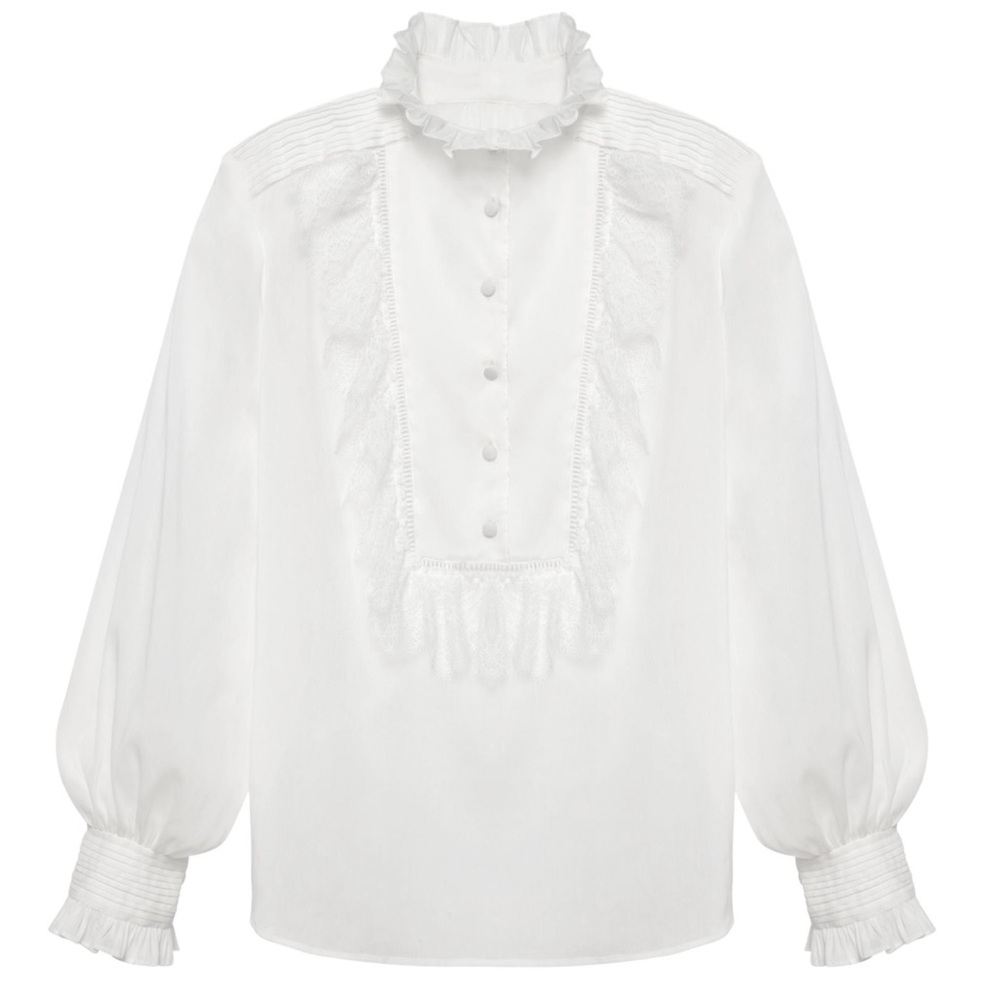 Zara White Ruffled Blouse
